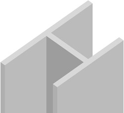 Kunststof H-profiel 40 mm lengte 5 meter 54x41x34x1.2mm Wit