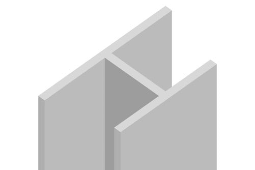 Kunststof H-profiel 60 mm 54x61x34x1.2mm