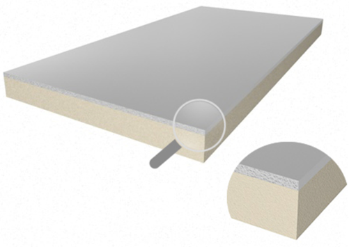 PIR + Gips Afgeschuinde kant 2600x600mm 81mm + 12.5mm  Rd 3.68 (1.56 m2/plaat)